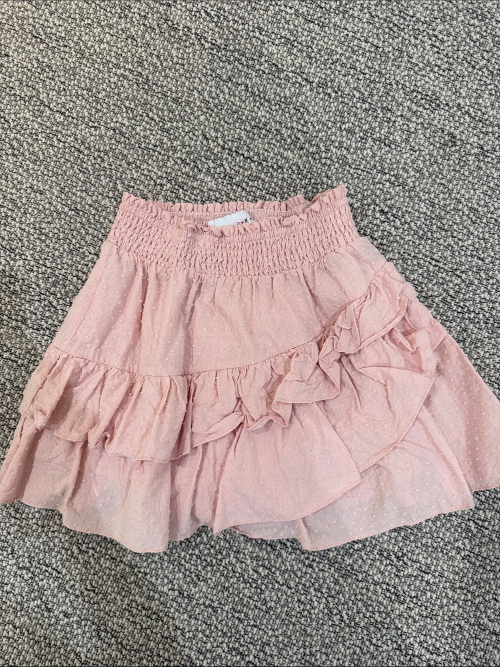 The Shirt by Rochelle Behrens Pink Smocked Ruffle Mini Skirt